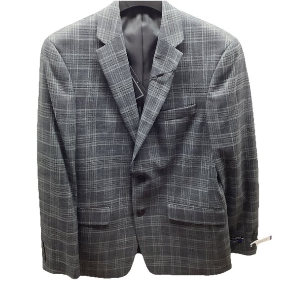 Michael Strahan Size 42 Regular Plaid Modern Fit Stretch Mens Gray Blazer. New - Picture 4 of 12